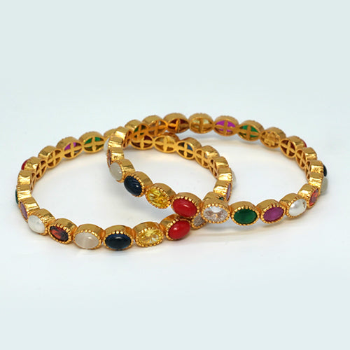 Navratna Silver Bangle