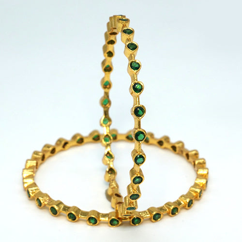 Silver Emerald Bangles (Pair)