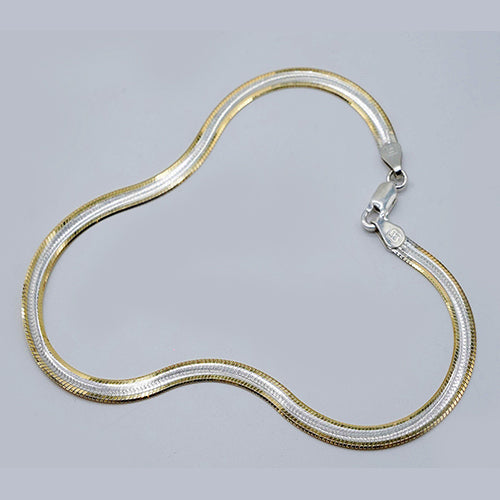 Gold Plated Silver Dual Herringbone Anklet (Single)