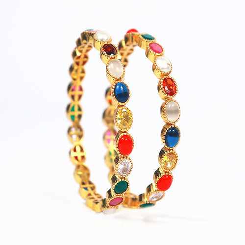 Navratna Silver Bangle