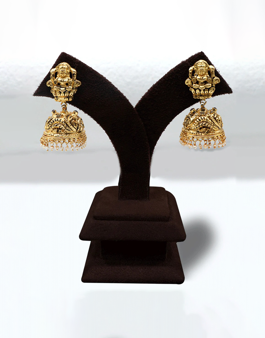 Temple Antique Silver Jhumka