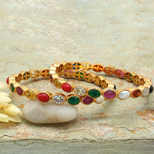 Navratna Silver Bangle