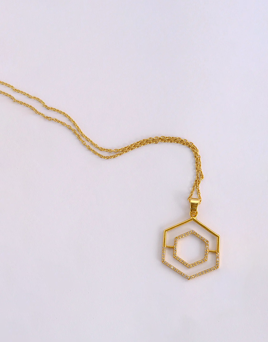 Silver Octo Necklace Set (Gold)
