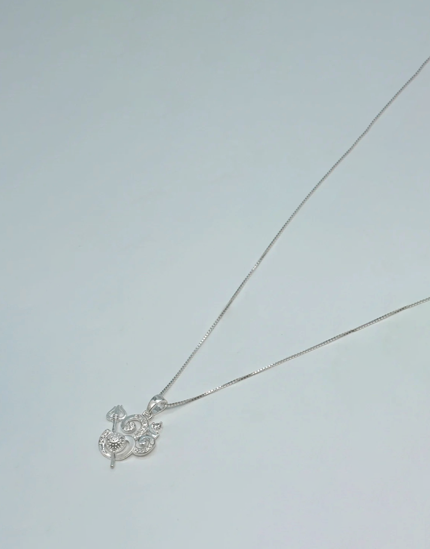 Silver CZ God Pendant (OM Shiva)