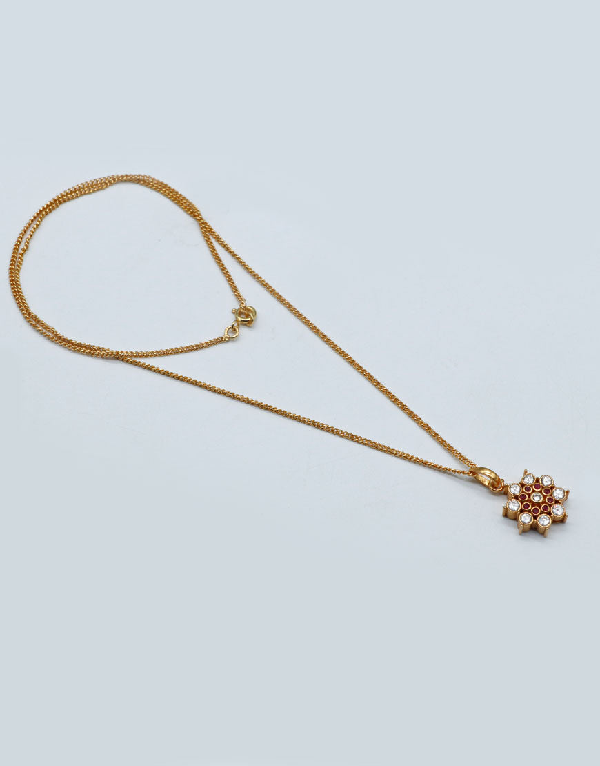 925 Silver Temple Pendant With Chain (Floral)