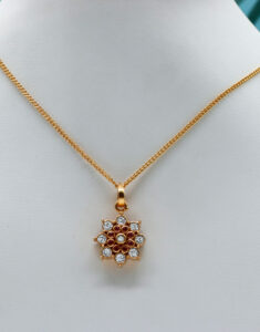 925 Silver Temple Pendant With Chain (Floral)
