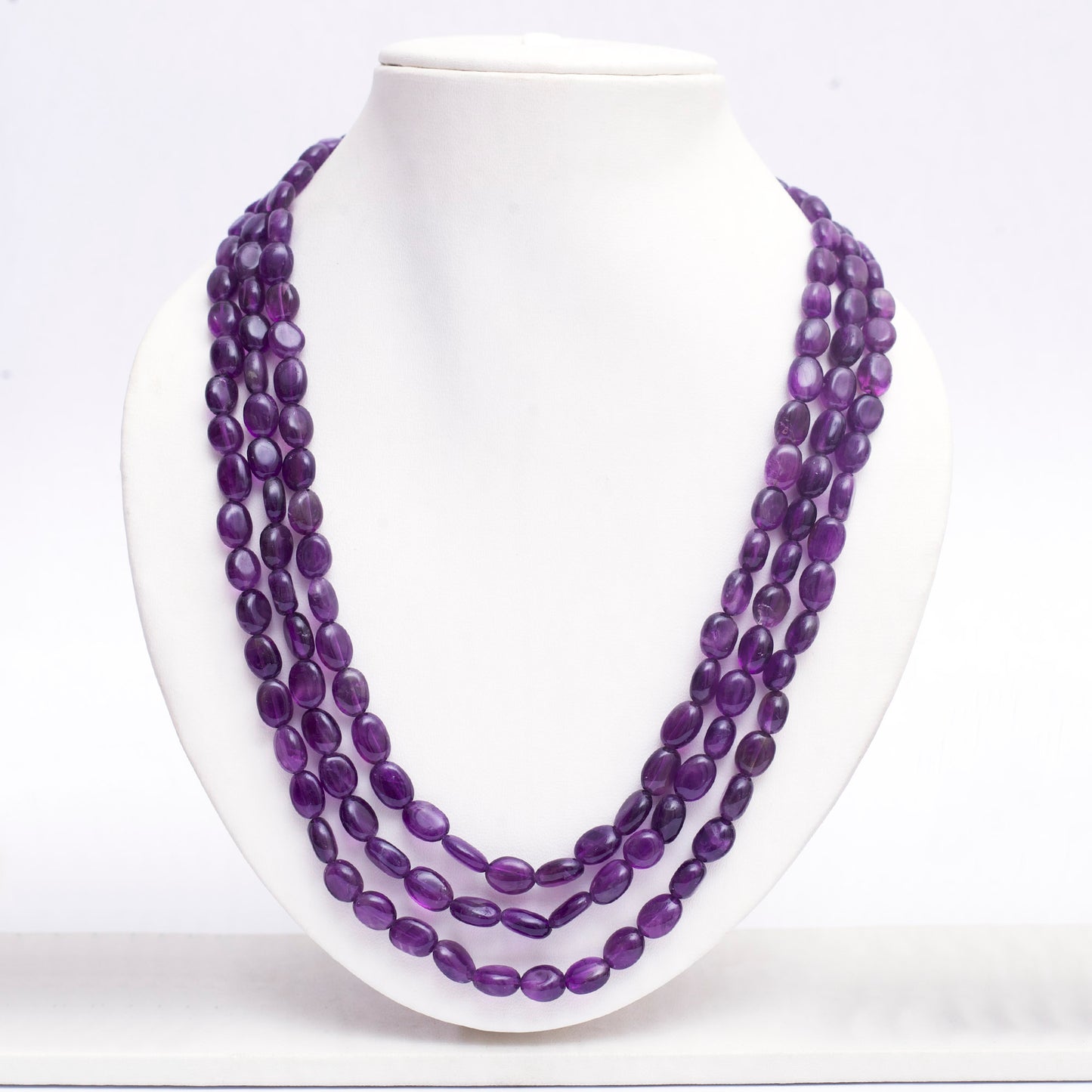 Amethyst 3 Line Mala Necklace (Plain)