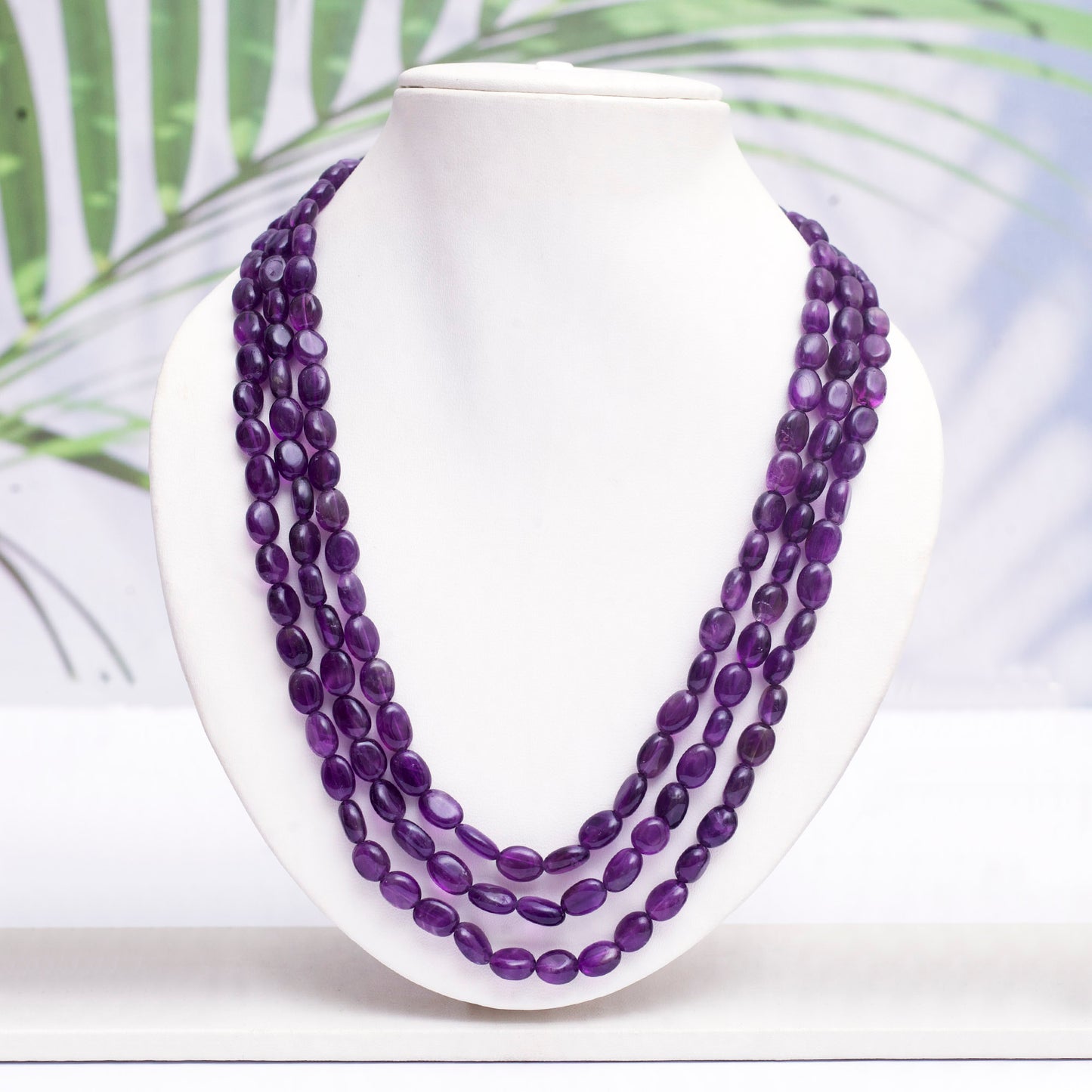 Amethyst 3 Line Mala Necklace (Plain)