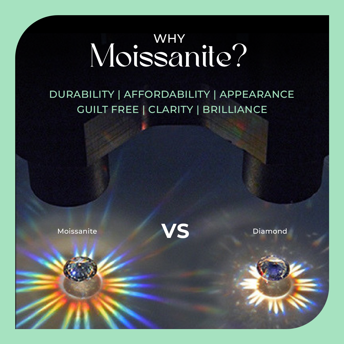 Diamond Moissanite Solitaire Trinity Ring