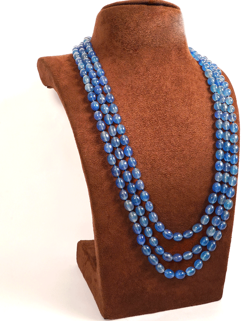 Blue Jade 3-Line Mala Necklace