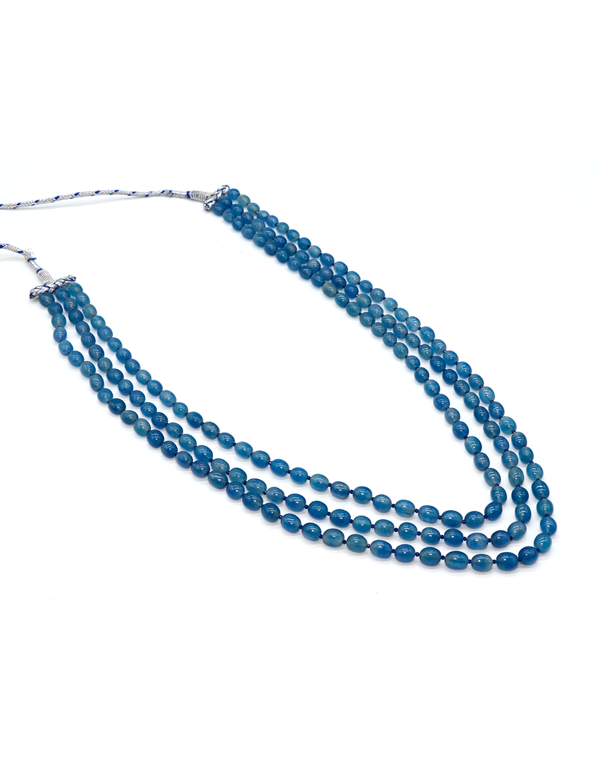 Blue Jade 3-Line Mala Necklace