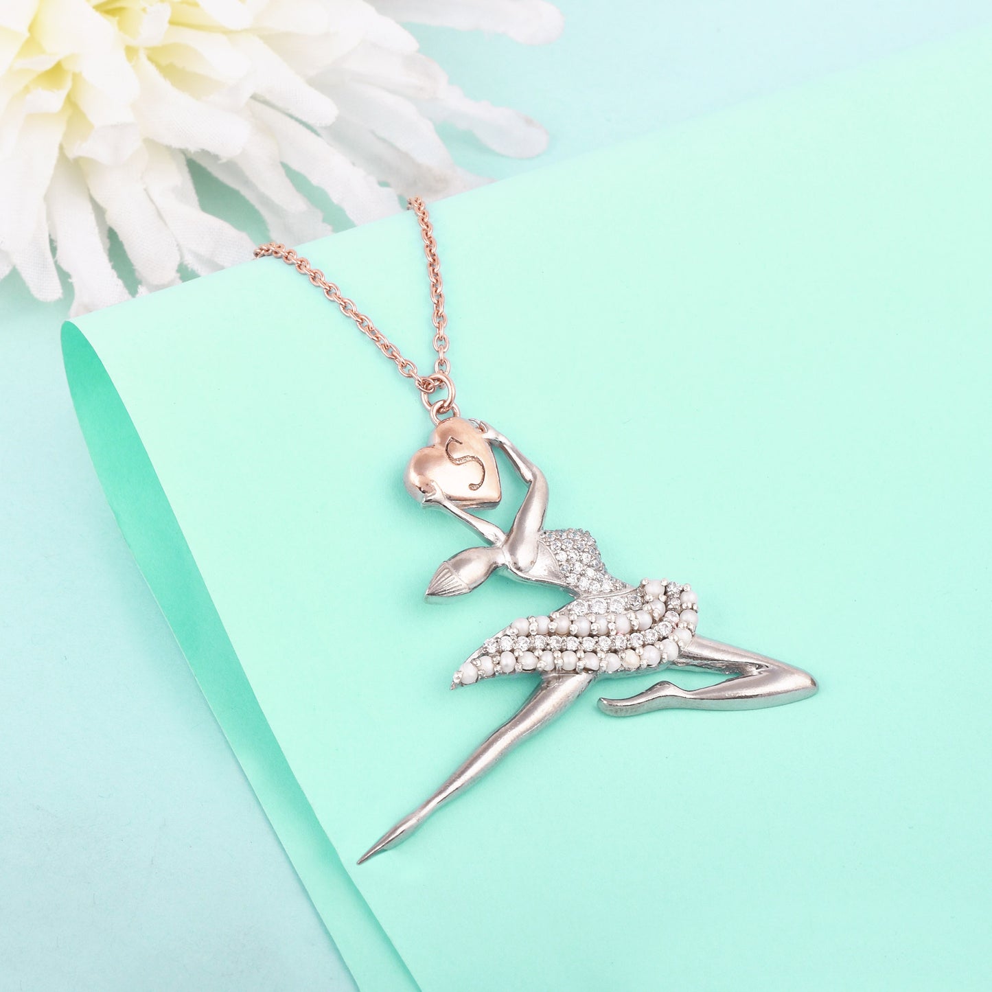 Silver Personalised Heart Ballerina Necklace