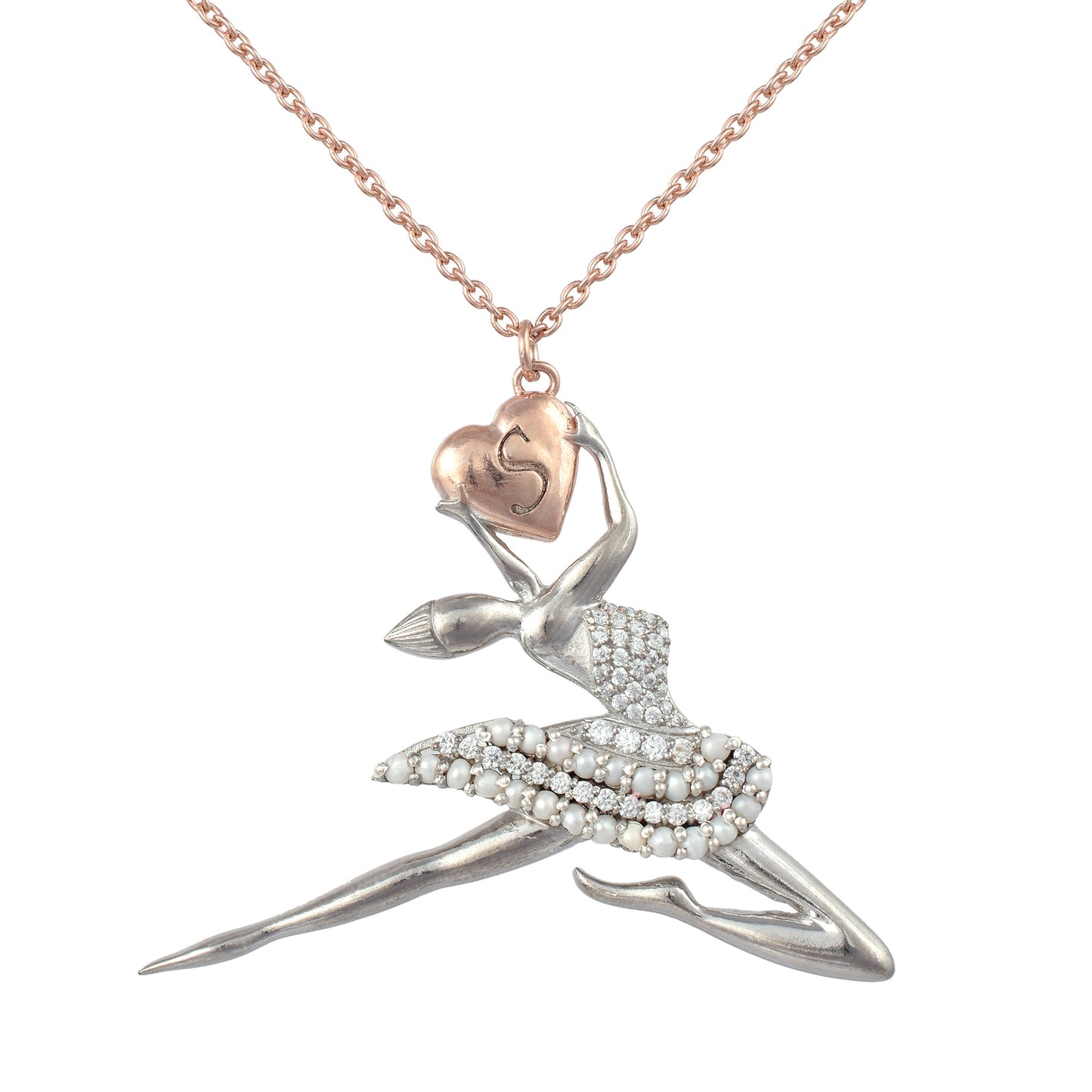 Silver Personalised Heart Ballerina Necklace