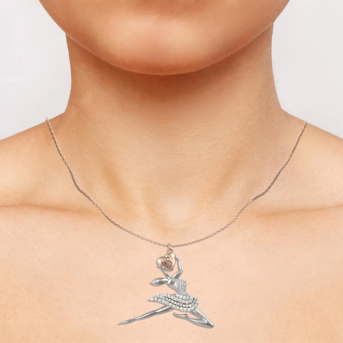 Silver Personalised Heart Ballerina Necklace