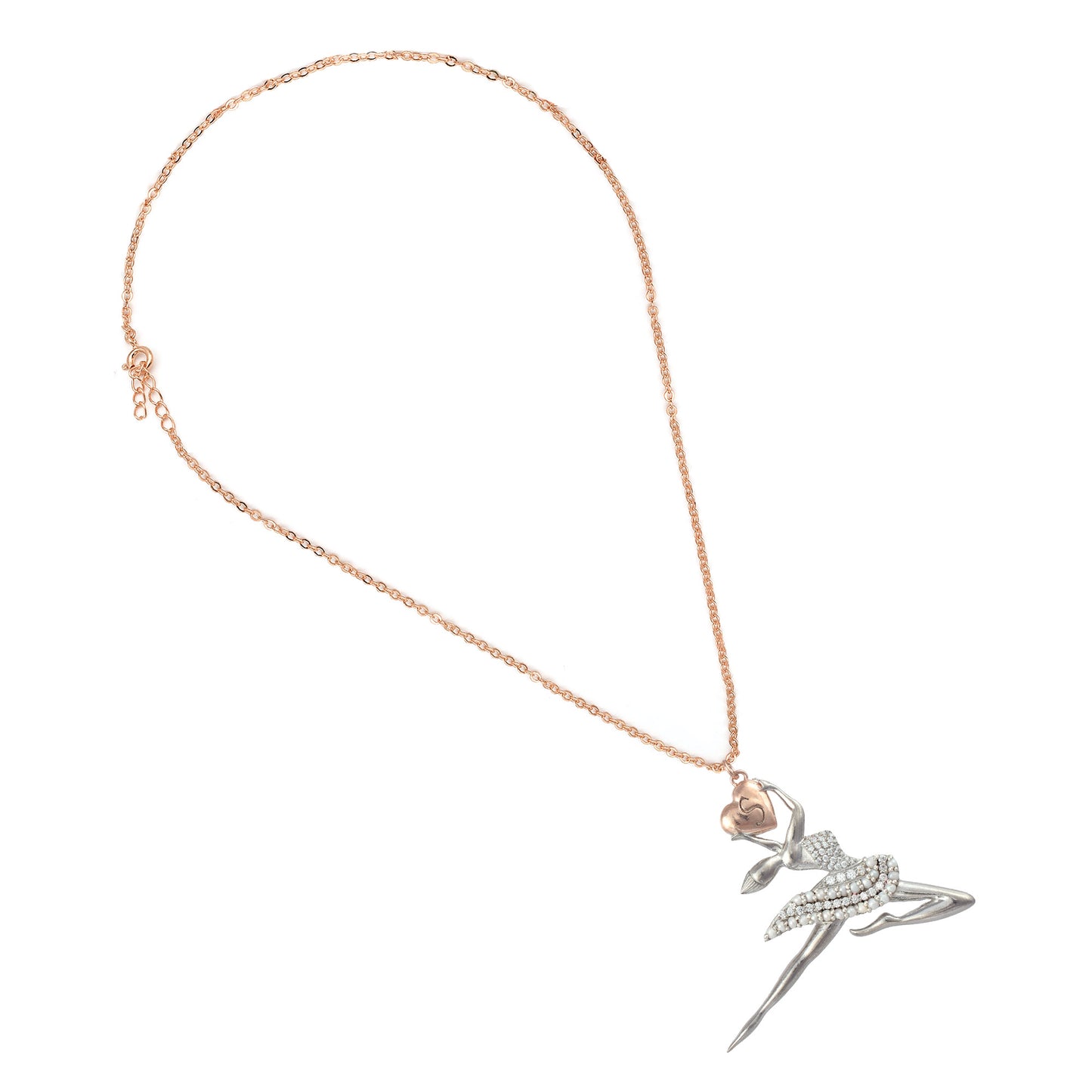 Silver Personalised Heart Ballerina Necklace