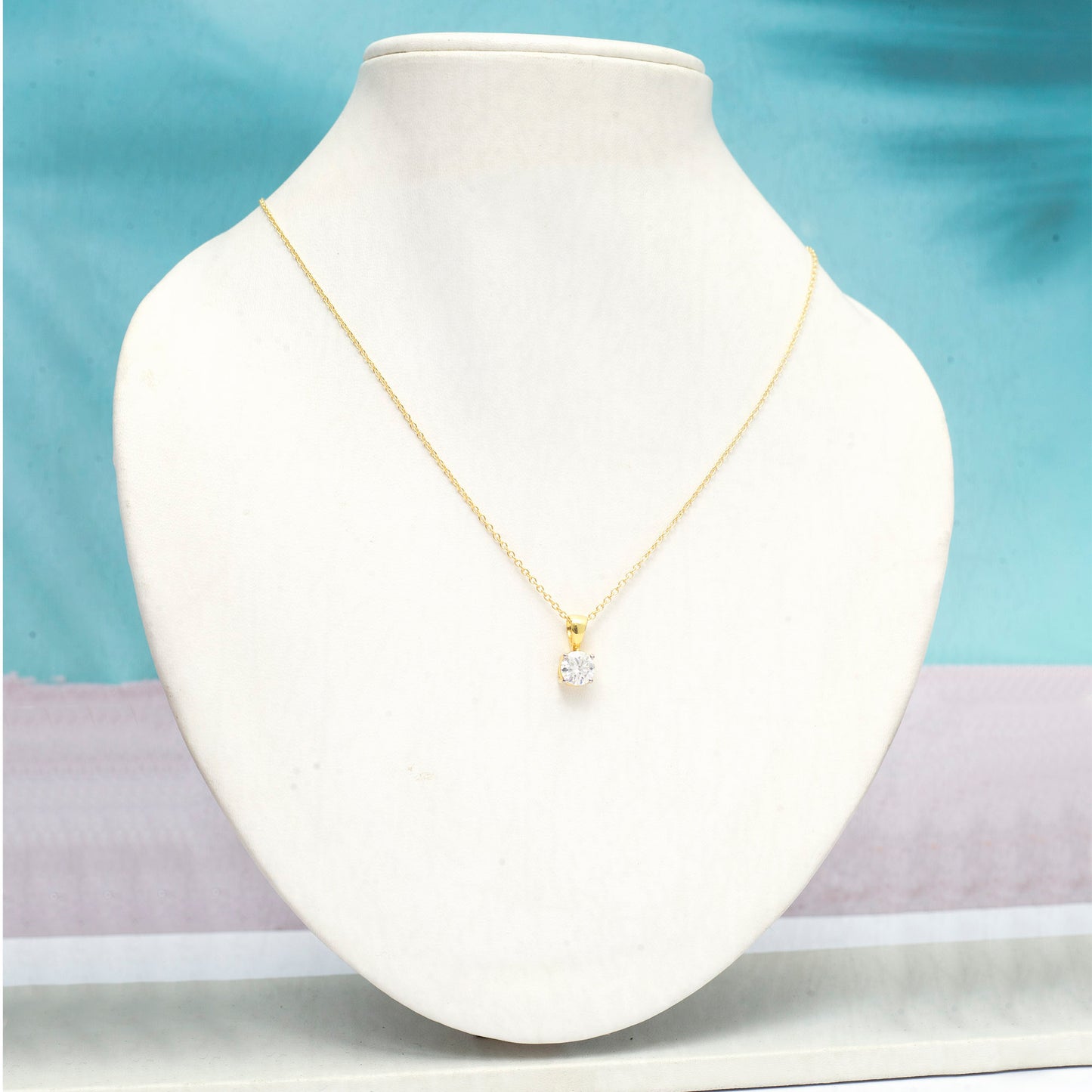 Diamond Moissanite Round Solitaire Necklace