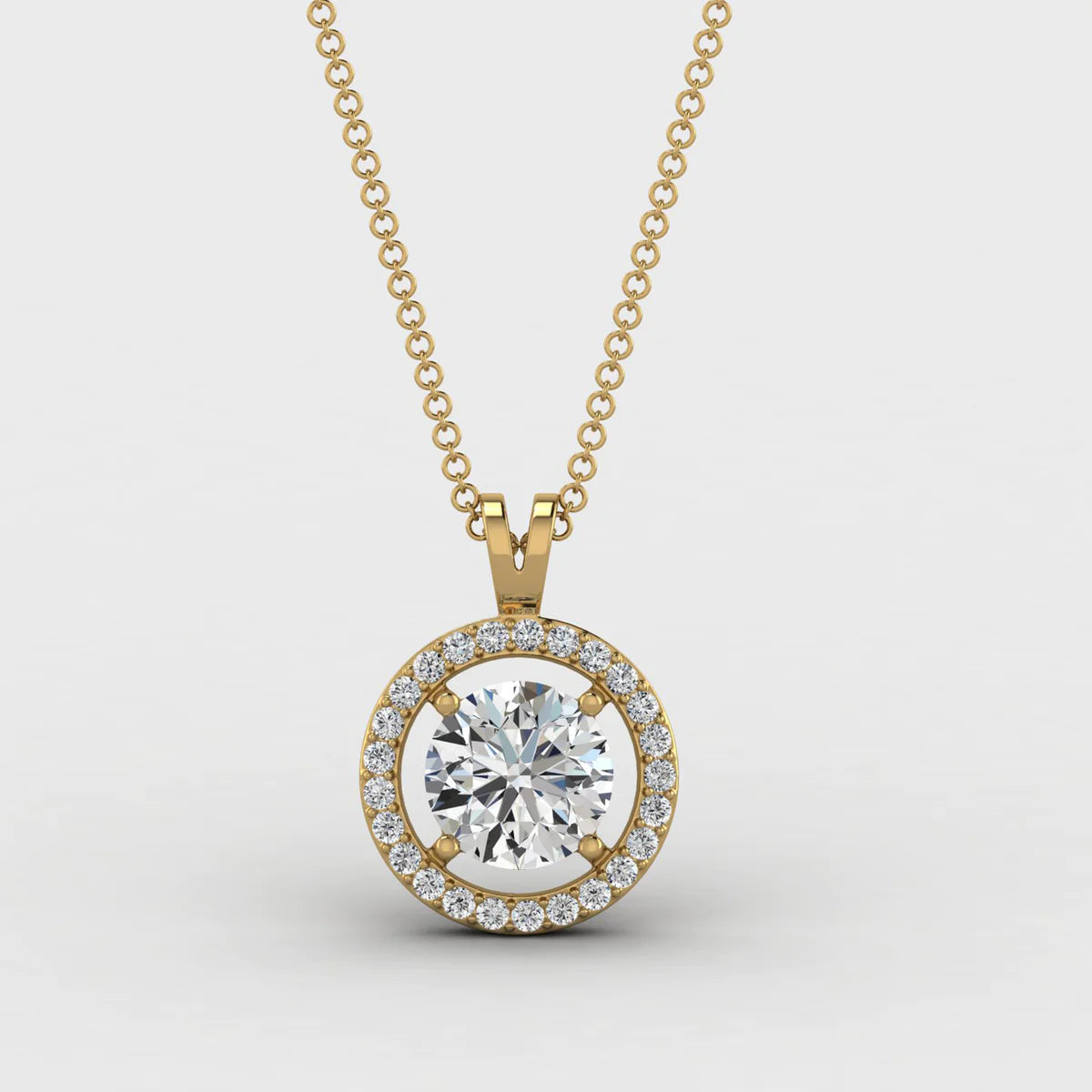 Diamond Solitaire Moissanite Round Necklace (Gold)