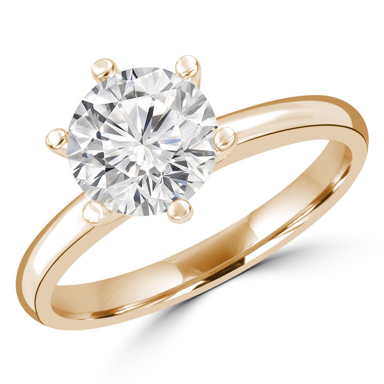 Diamond Solitaire Moissanite Round Ring