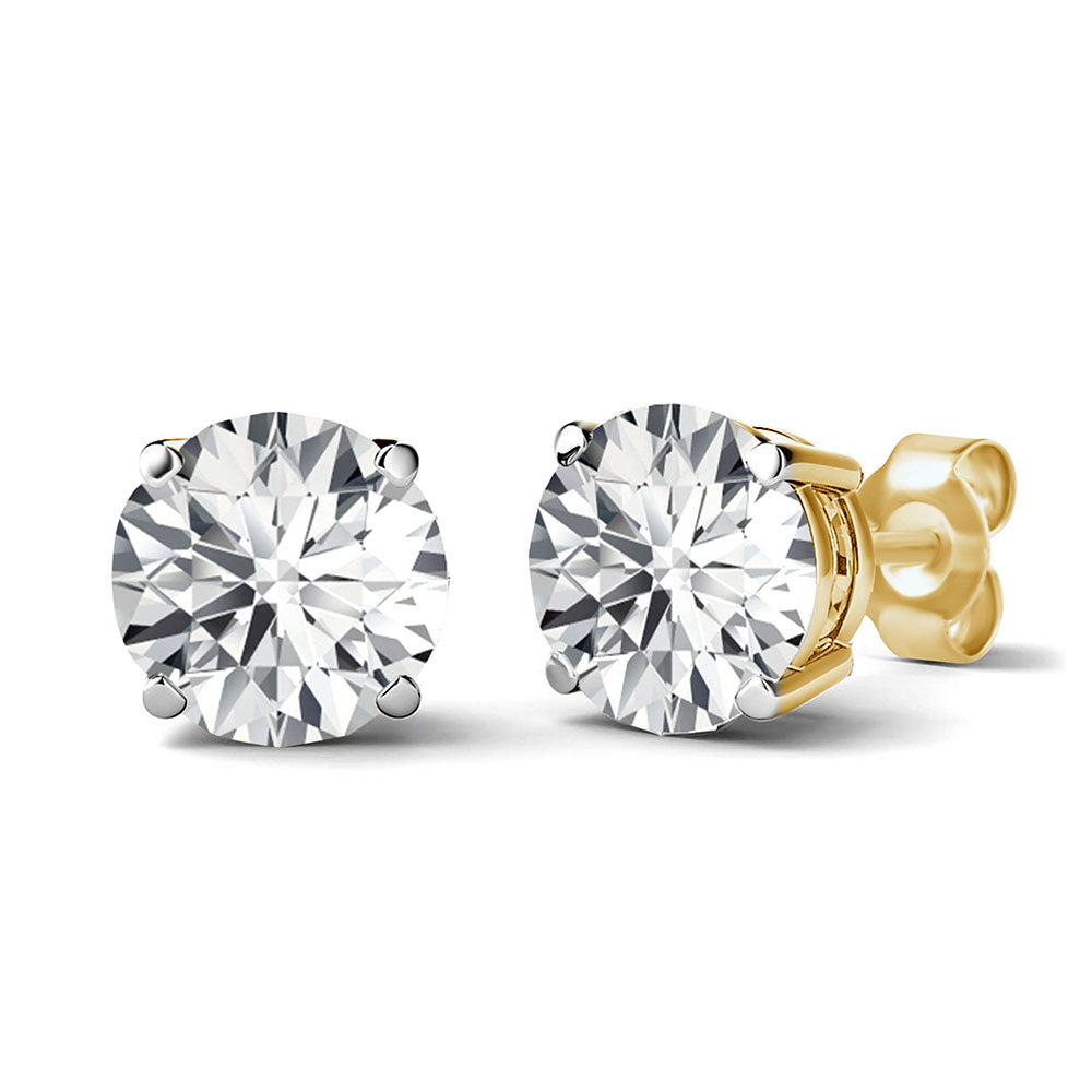 Diamond Moissanite Round Solitaire Studs