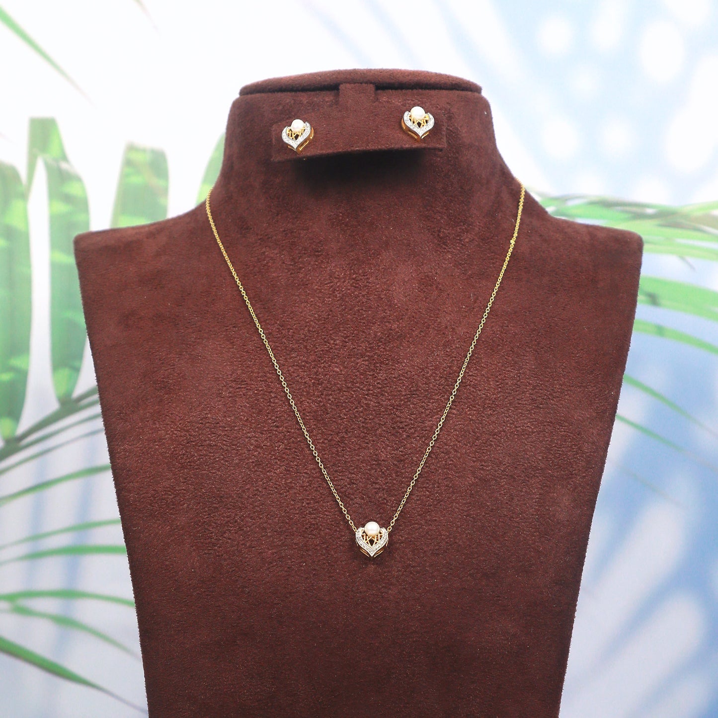 Gold Plated Pearl Pendant Set