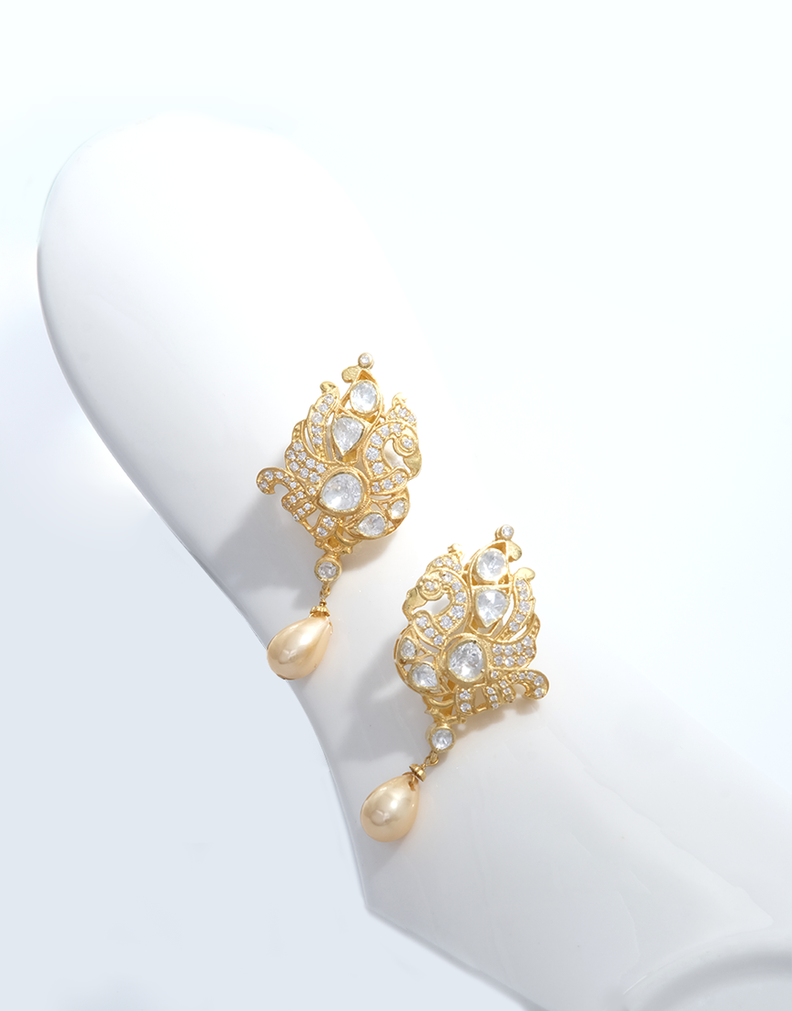 Kundan/Polki Silver Hamsa Earrings