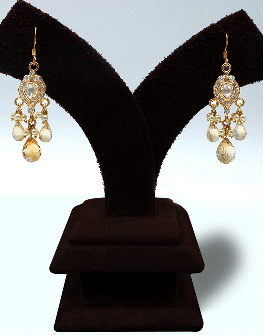 Kundan/Polki Citrine Drops Jhumki