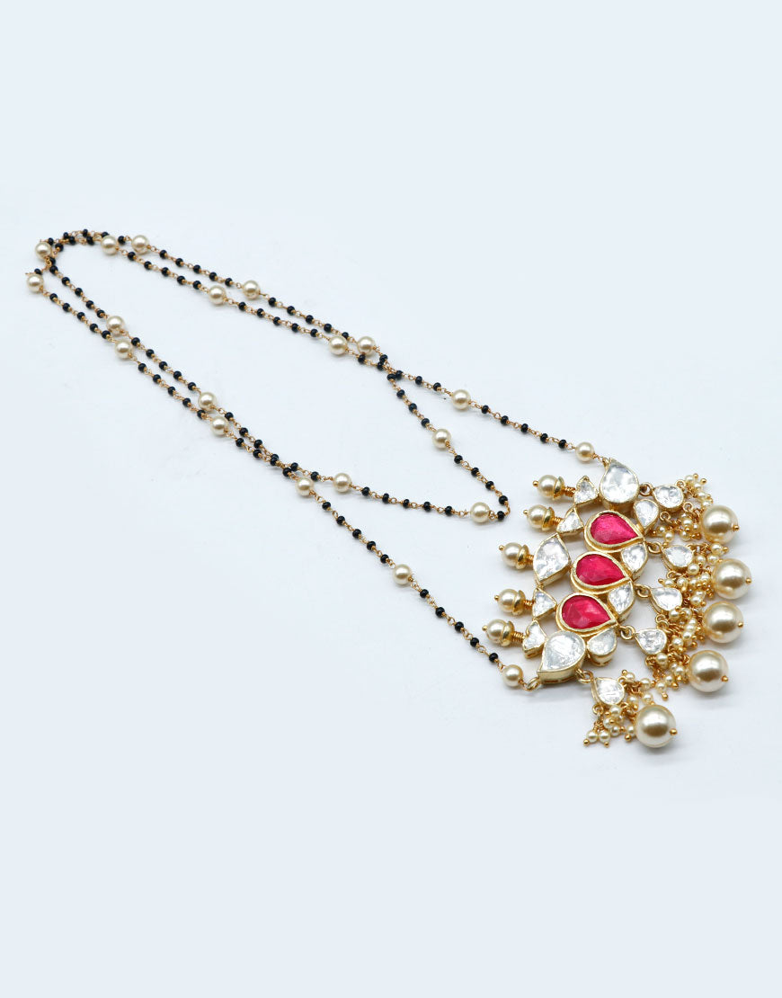 Kundan/Polki Ruby Silver Mangalsutra