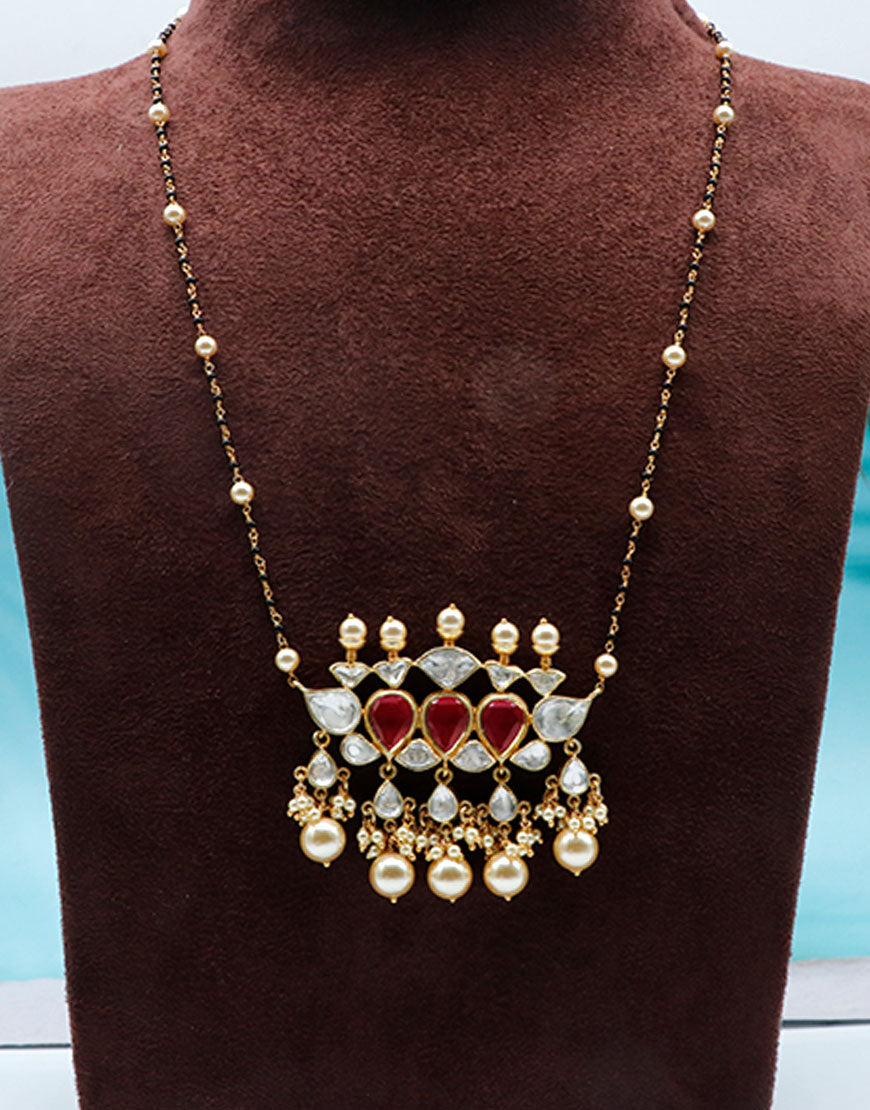 Kundan/Polki Ruby Silver Mangalsutra