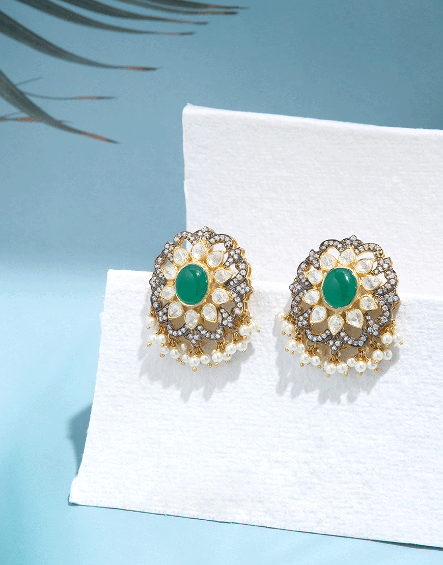 Kundan/Polki Victorian Silver Studs