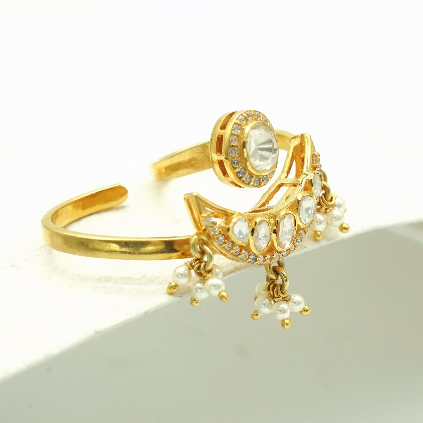 Kundan/Polki Adjustable Chandbali Ring