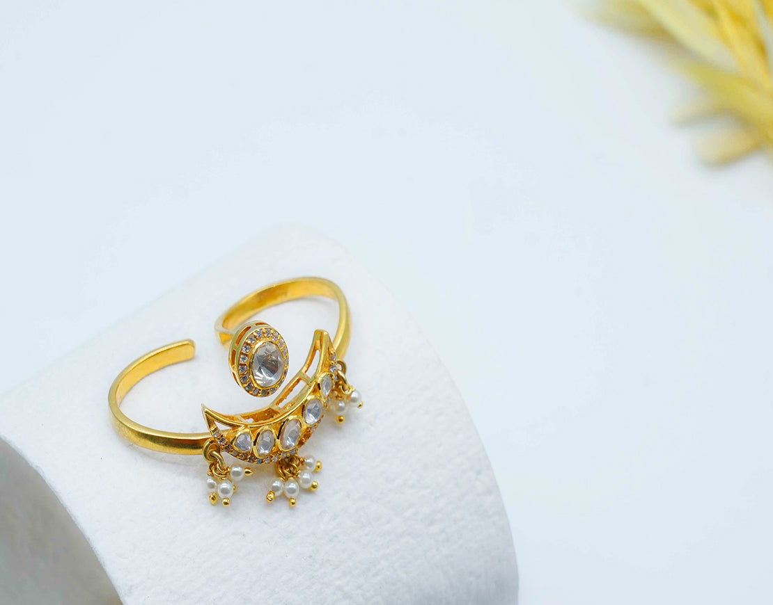 Kundan/Polki Adjustable Chandbali Ring