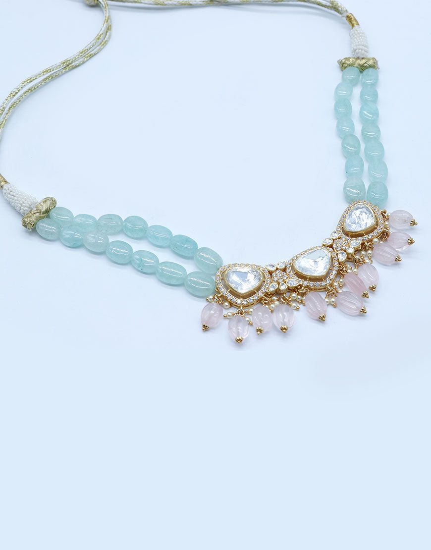 Kundan/Polki Pastel Silver Choker
