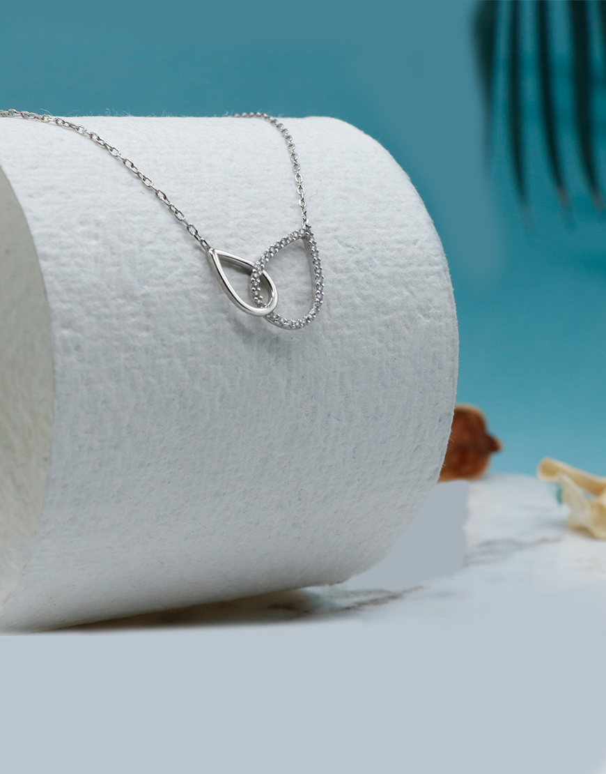 Silver Drop Intertwine Necklace