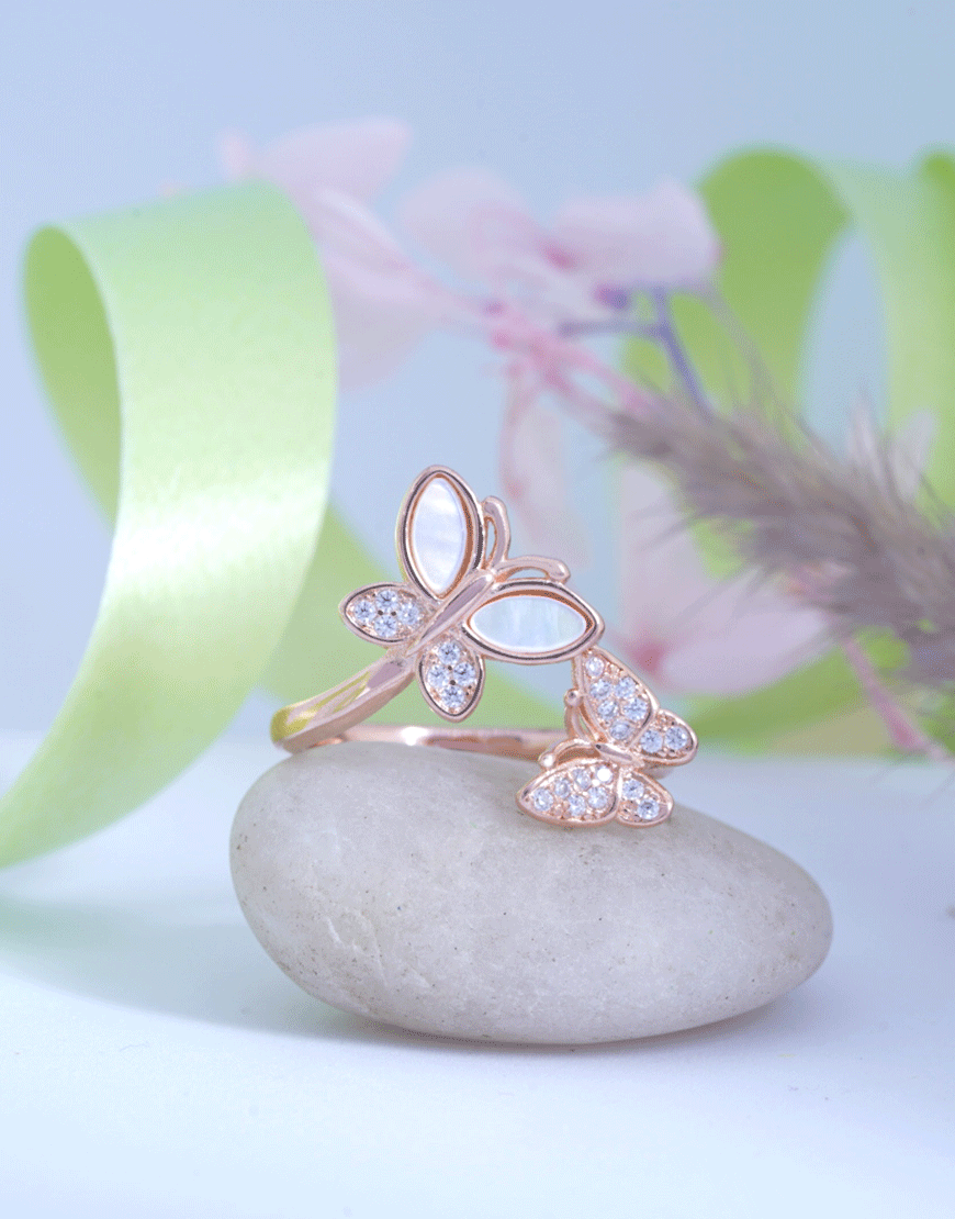 MOP Butterfly Ring Rosegold