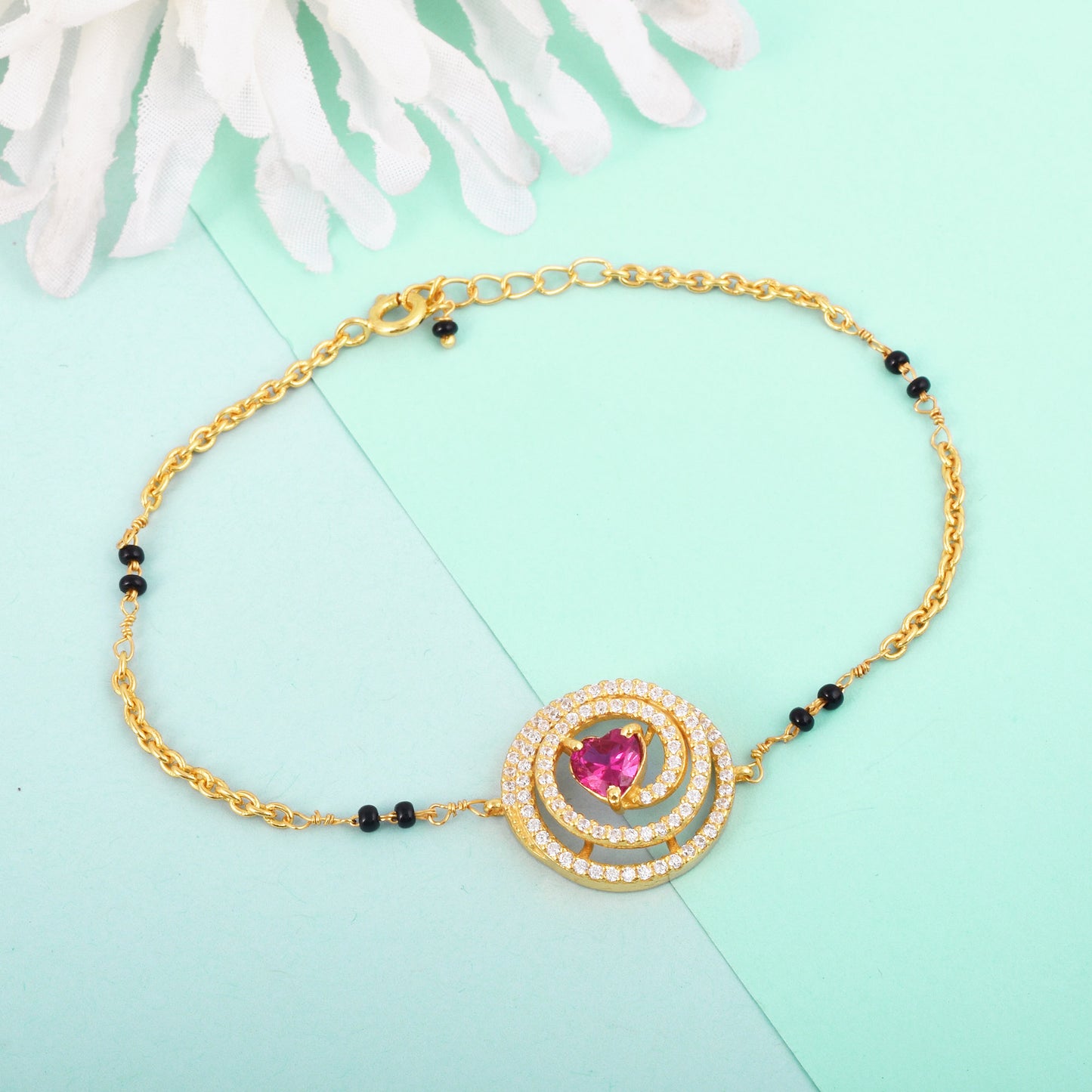 Mangalsutra Heart Swirl Bracelet