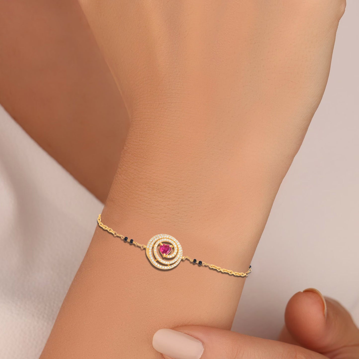 Mangalsutra Heart Swirl Bracelet