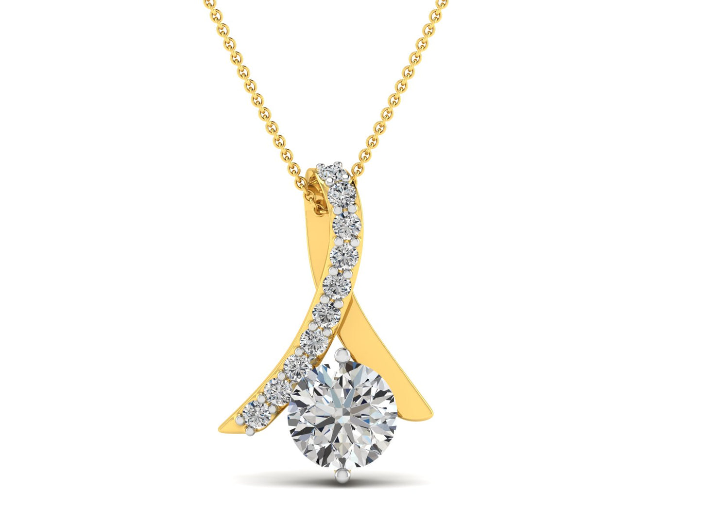 Diamond Moissanite Solitaire Silver Necklace