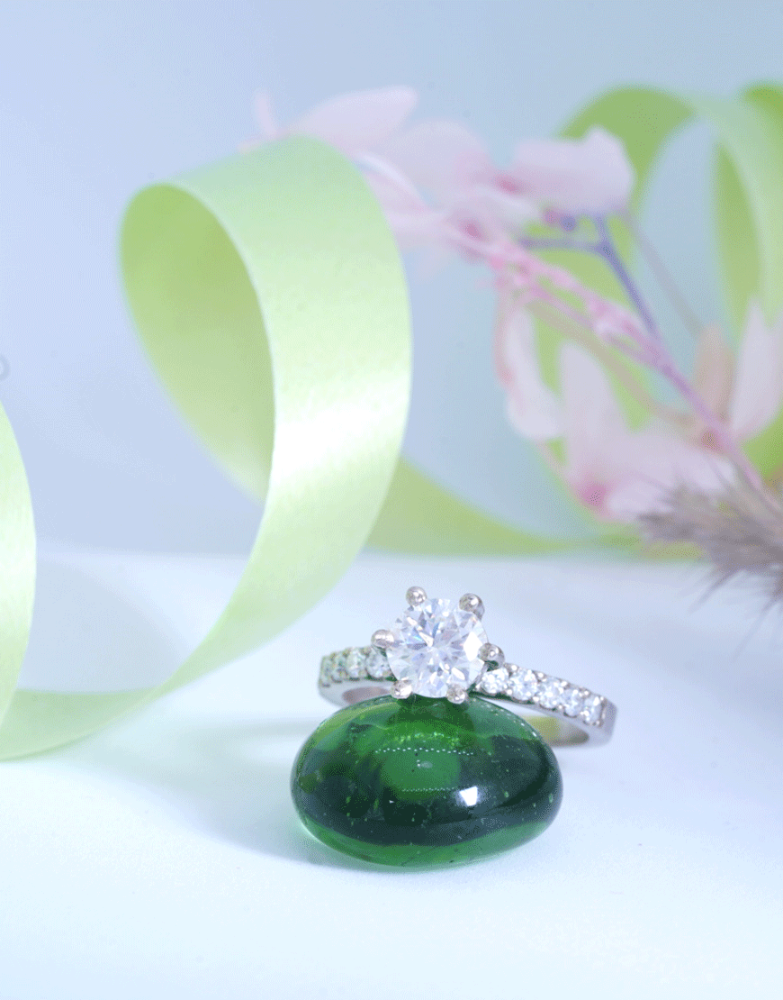 Diamond Moissanite Round Solitaire Ring