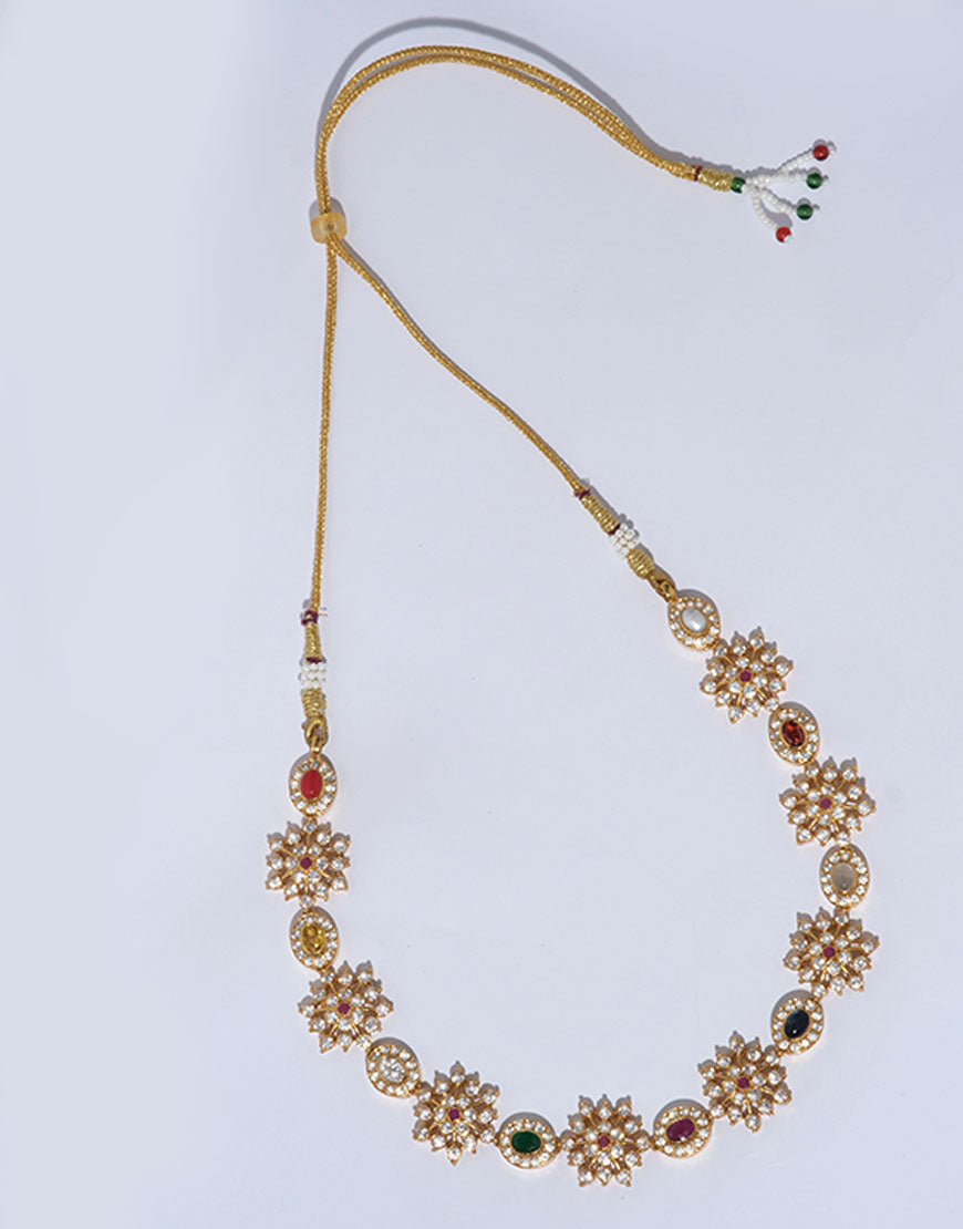 Navratna Silver Necklace Set
