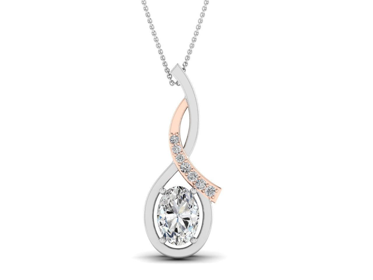 Diamond Moissanite Oval Solitaire Necklace