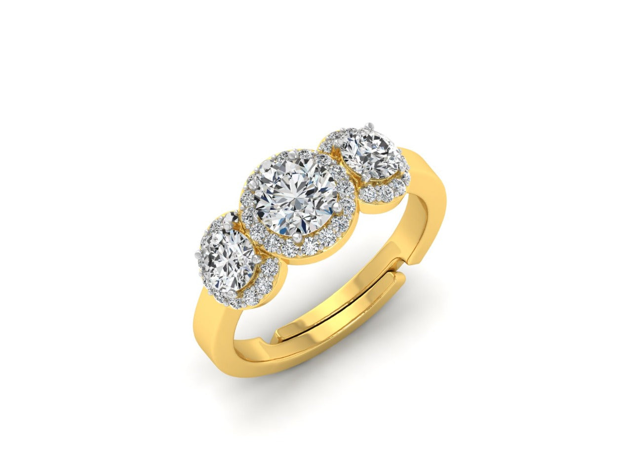 Diamond Moissanite Solitaire Trinity Ring