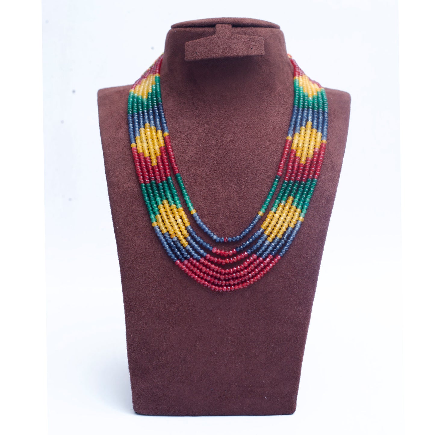 Pearl Jade 7-Line Mala Necklace (Multicolour)