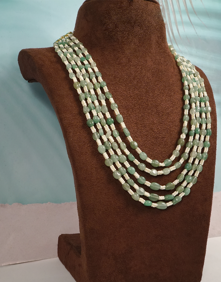 Pearls And Fluorite Mala Necklace
