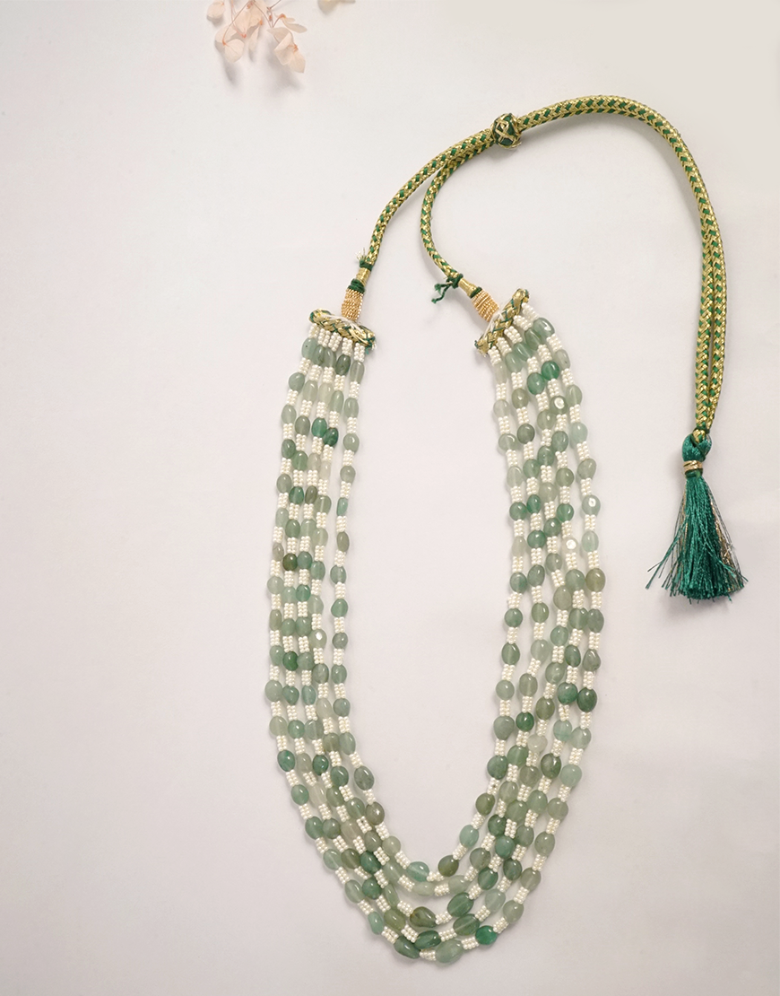 Pearls And Fluorite Mala Necklace