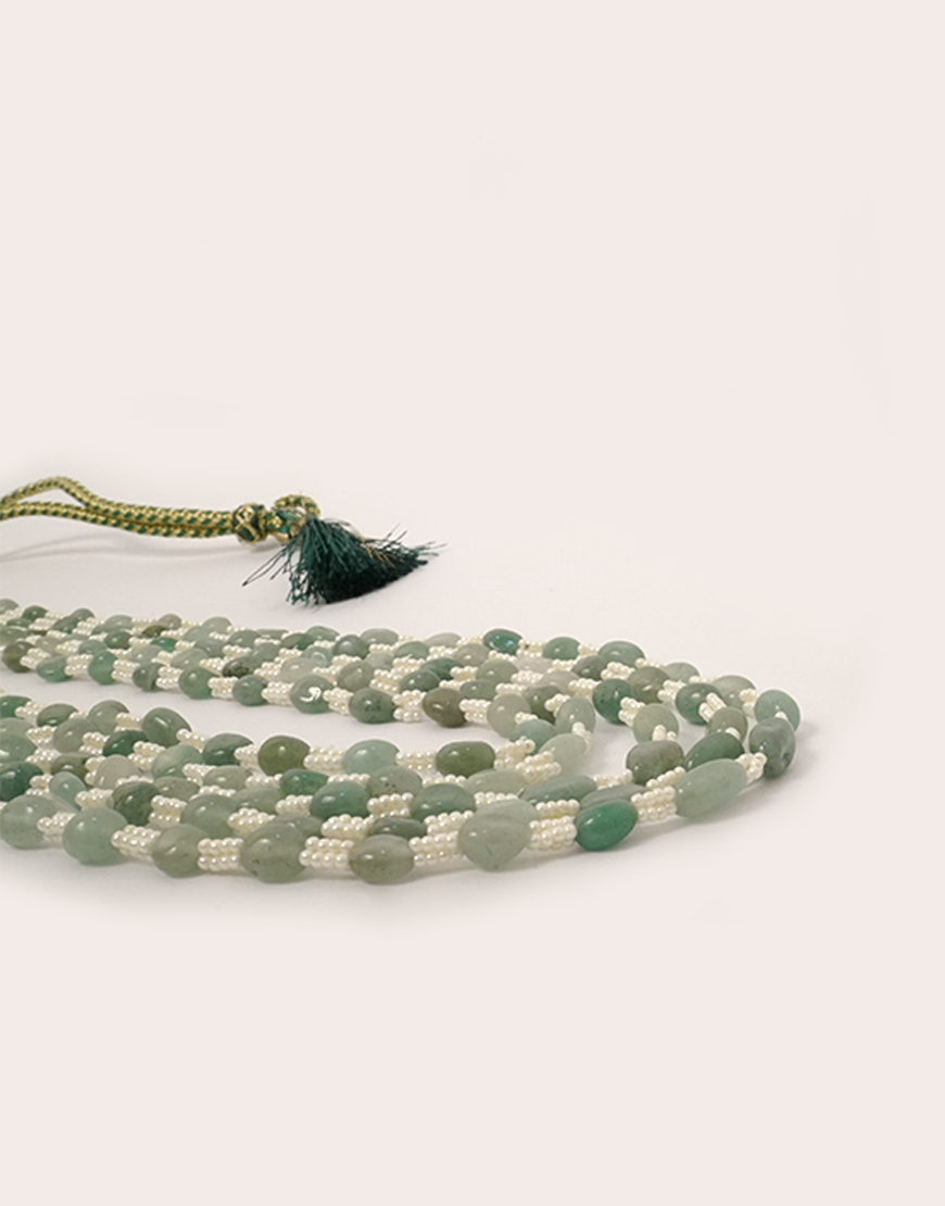 Pearls And Fluorite Mala Necklace