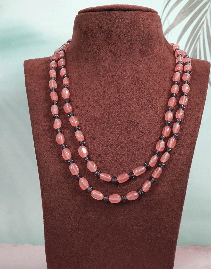 Pink Jade Amethyst Mala/Necklace(Double)