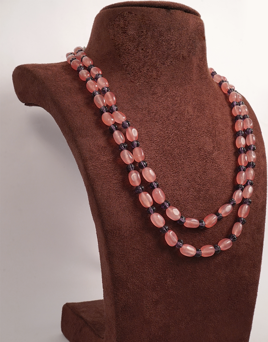 Pink Jade Amethyst Mala/Necklace(Double)