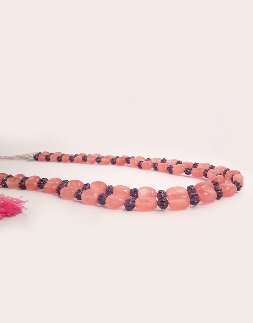 Pink Jade Amethyst Mala/Necklace(Double)