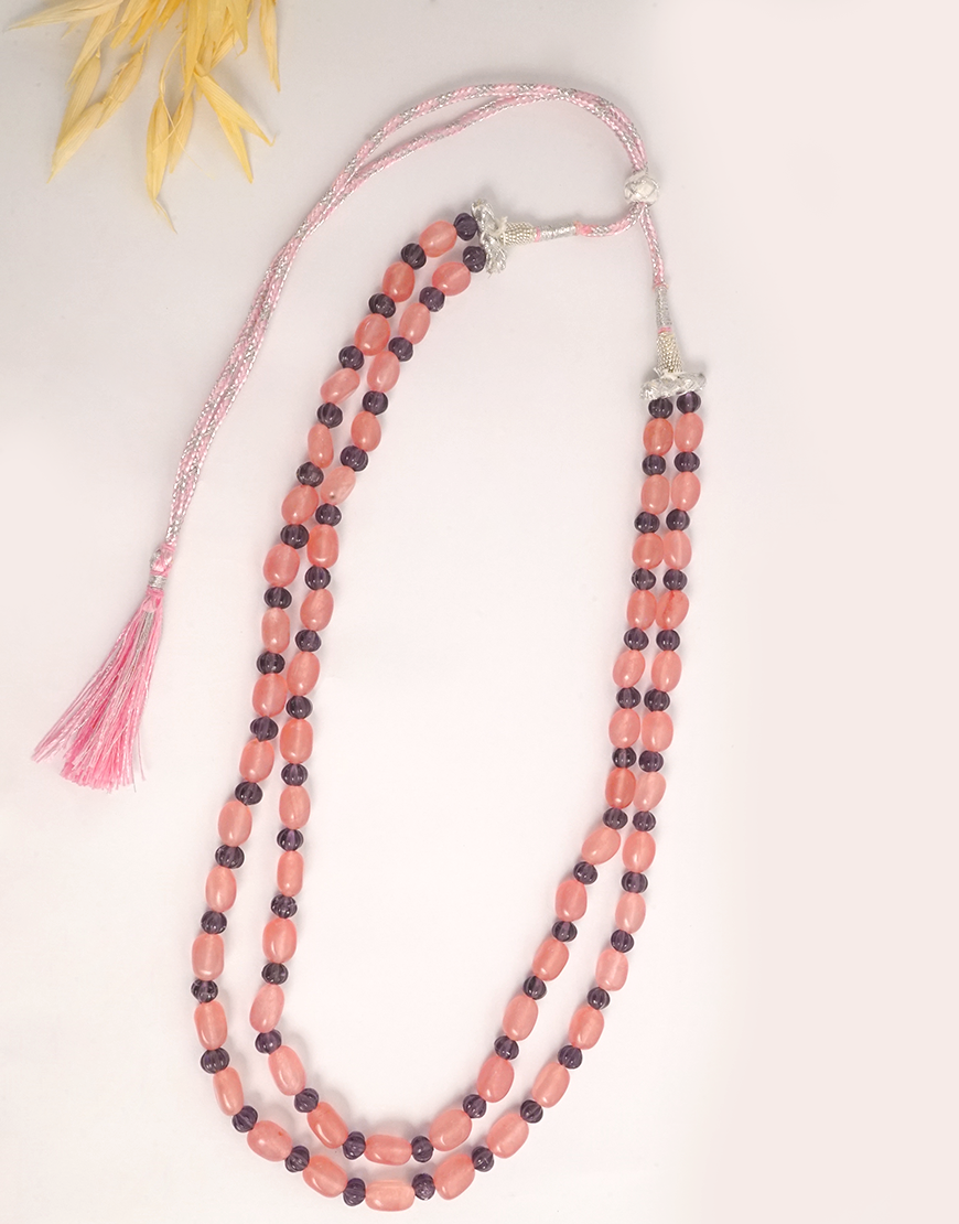 Pink Jade Amethyst Mala/Necklace(Double)