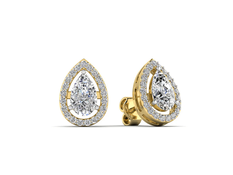 Diamond Moissanite Pear Solitaire Studs